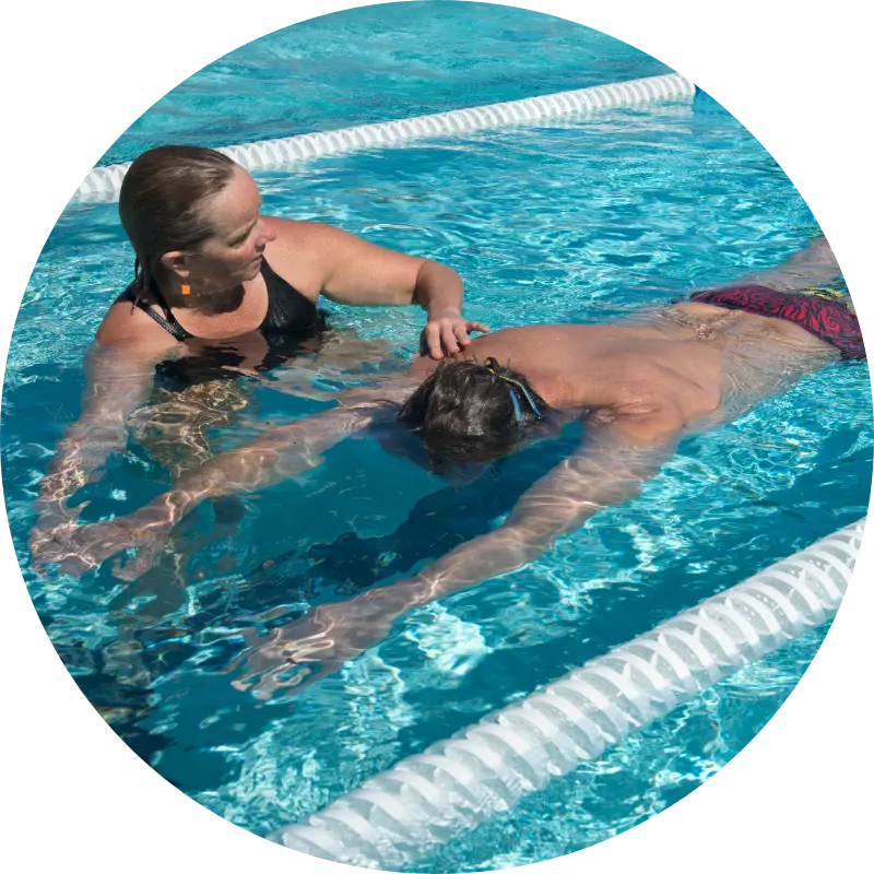 Heated pool for training in the water