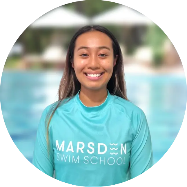 Jolynn Goh, Swimming Teacher at Marsden Swim School, certified by ASCTA and holding CPR, AED, and Lifesaving 123 certifications, specializing in swimming lessons and water safety for all ages.